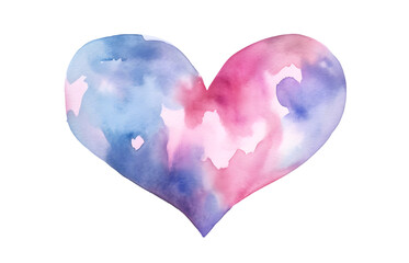 Valentine's day.  hand painted watercolor color heart isolated on transparent background