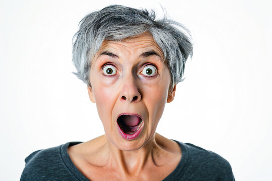 a woman expressing surprise and shock emotion with face