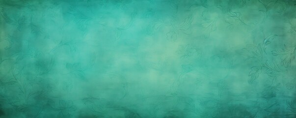 Fototapeta na wymiar Teal soft pastel background parchment with a thin barely noticeable floral ornament background