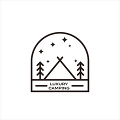 luxury camping and mountains of pine trees