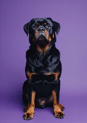 Fototapeta premium Rottweiler on violet background