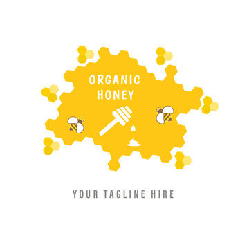 Organic Honey illustration logo and label for honey product vector illustration editable teks