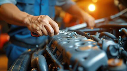 Professional worker of manufacturing plant factory. Engineer working with machine Maintenance machine, mechanical engineering portrait working teamwork, Supervisor at a car workshop checking 