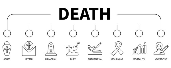 Death banner web icon vector illustration concept - obrazy, fototapety, plakaty