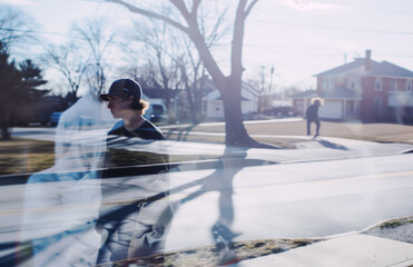 Multiple exposure photography of kids skateboarding and hanging out