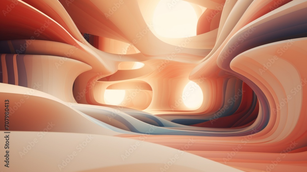 Fototapete abstract swirling 3d layers design. an intricate 3d rendering of swirling layers and curves in a har