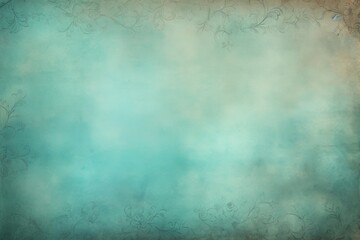 Fototapeta na wymiar Turquoise soft pastel background parchment with a thin barely noticeable floral ornament background