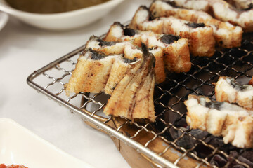 Korean food. Charcoal grilled eel