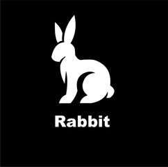 Rabbit logo in white with black background