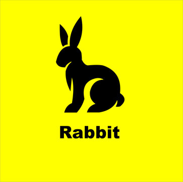 Logo rabbit in black colour with yellow background