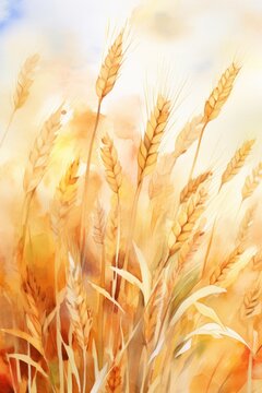 Wheat background image for design or product presentation, with a play of light and shadow