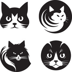 cute cat icon vectors set illustration 