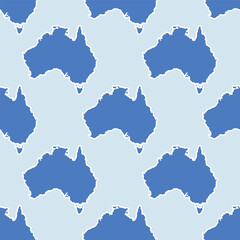 Seamless blue pattern of blue maps of Australia