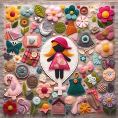 felt art patchwork, international women's day concept