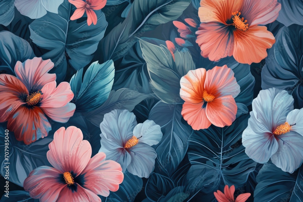 Poster A close-up view of a beautiful bunch of flowers. Perfect for adding a touch of color and nature to any project