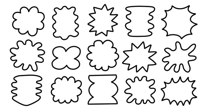 Outline frames speech bubbles line forms set