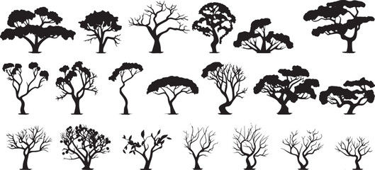 Set Trees. Hand drawn vector illustration