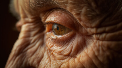 Wrinkled eye, a symbol of aged wisdom.