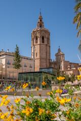 Beautiful Plaza de la Reina in Valencia, Spain.