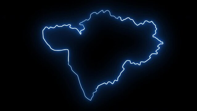Animated map of Barmer city in India with glowing neon effect