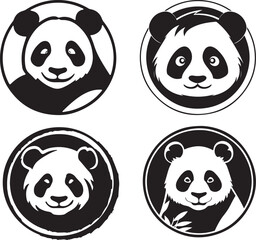 Obraz premium cute panda head icon vector illustration 