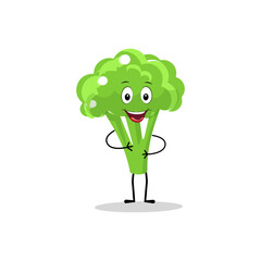 Broccoli mascot cartoon in vector. Cute happy smiling broccoli vegetable set collection. Vector flat cartoon character illustration icon design.