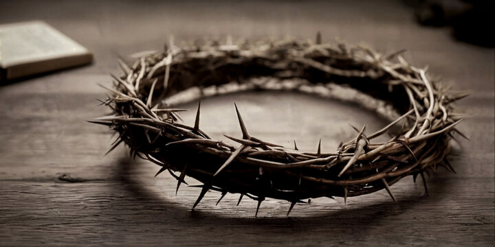 Crown of thorns. Easter, crucifixion or Resurrection concept. Jesus is alive.