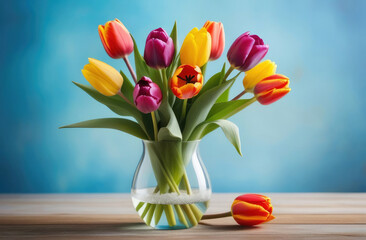 bouquet of tulips in vase