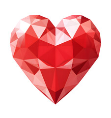 Polygon red heart illustration isolated on transparent background