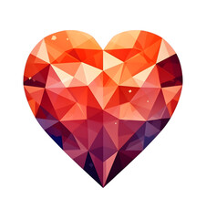 Naklejka na ściany i meble Polygon red heart illustration isolated on transparent background