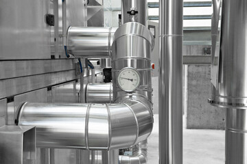 Hvac pipes, heating, ventilation, air conditioning and cooling system, ducted through the wall...