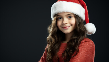 Smiling cute Caucasian girl, winter celebration, joy and fun generated by AI