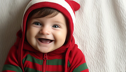 Smiling baby boy brings joy and happiness generated by AI