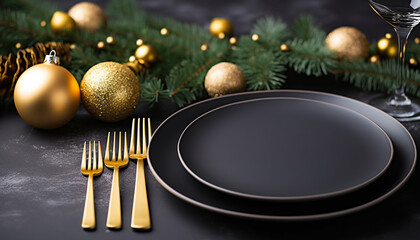 Shiny gold ornament on table, illuminated Christmas decoration generated by AI