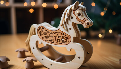 Rocking horse toy brings joy and childhood memories generated by AI