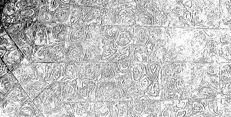 Fototapeta premium Monochrome texture composed of irregular graphic elements. Distressed uneven grunge background. Abstract vector illustration. Overlay for interesting effect and depth. Isolated on white background.