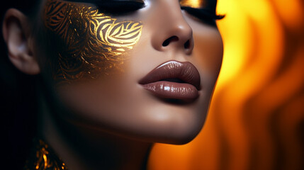 The beautiful fantastic makeup of a model