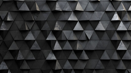 A mesmerizing abstract piece, this black triangle shaped wall boasts a symmetrical pattern of grey shades, evoking a sense of architectural beauty and artistic mastery