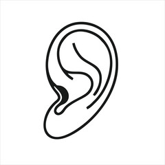 Ear listen vector icon on white background. Ear vector icon. Listening vector icon.