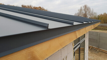 Gray seam roof close up