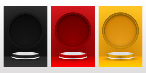 Podium display with three color collections