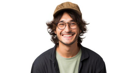 Japanese Adult Sporting Eyeglasses on a transparent background