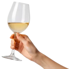 Rolgordijnen Hand holding a glass of wine illustration PNG element cut out transparent isolated on white background ,PNG file ,artwork graphic design. © HappyTime 17