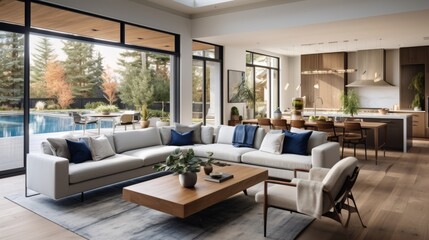 Fototapeta premium Interior view of a luxury living room with furniture