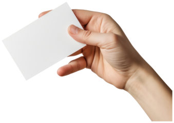 Hand holding blank card mockups illustration PNG element cut out transparent isolated on white background 