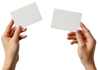 Hand holding blank card mockups illustration PNG element cut out transparent isolated on white background ,PNG file ,artwork graphic design.