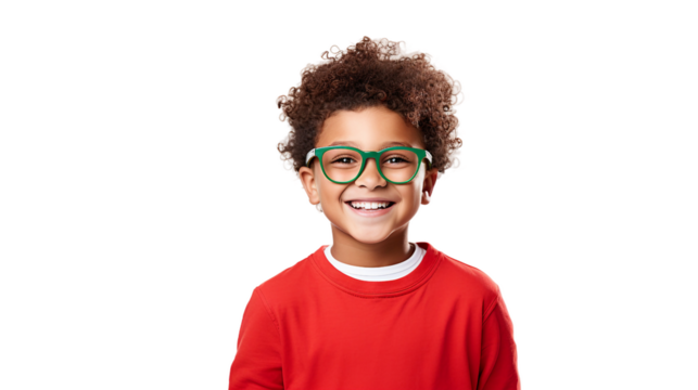 Happy Boy from Canada Wearing Glasses on a transparent background