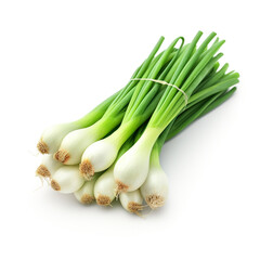 stack of spring onion on a white background