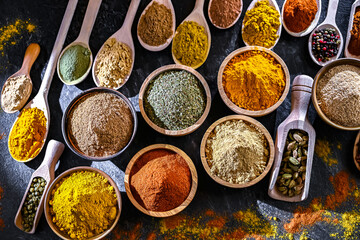 Composition with assortment of spices and herbs
