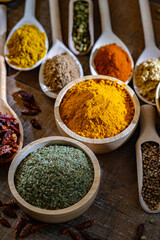 Composition with assortment of spices and herbs